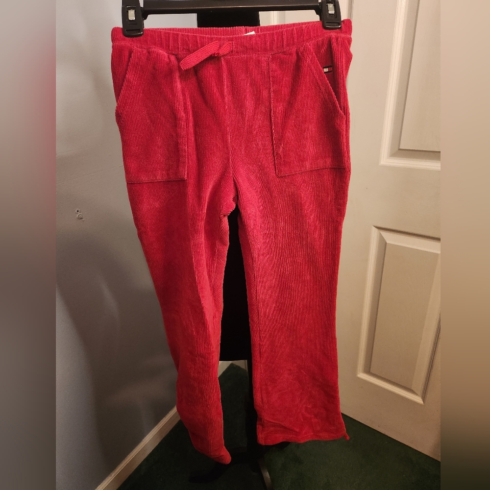 Tommy Hilfiger Size Medium Youth Red Corduroy Velour/Velvet Pants Cherry Red